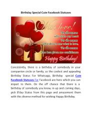 Birthday Special Cute Facebook Statuses