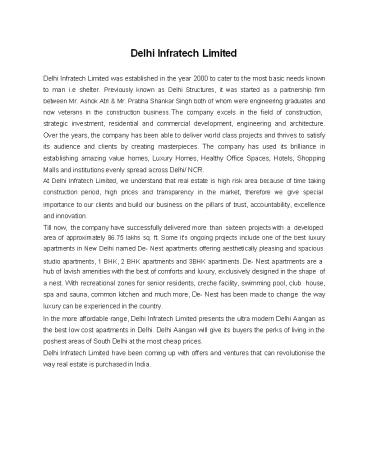 Delhi Infratech Limited