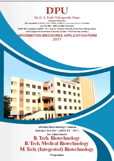 Biotechnology Admissions open for 2017