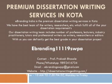 Premium Dissertation Writing Services in Kota