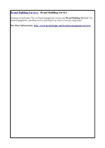 Brand Building Services - Brand Building Service