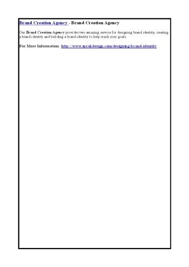 Brand Creation Agency - Brand Creation Agency