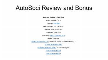 AutoSoci Review and Bonus