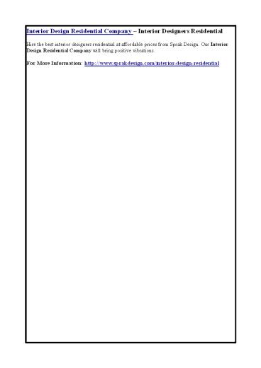 Interior Design Residential Company – Interior Designers Residential