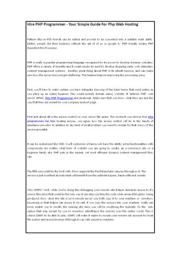 Hire PHP Programmer - Your Simple Guide For Php Web Hosting