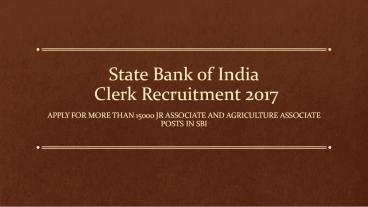 State Bank of India Clerk Recruitment 2017