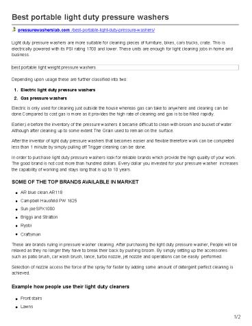 Best portable light duty pressure washers