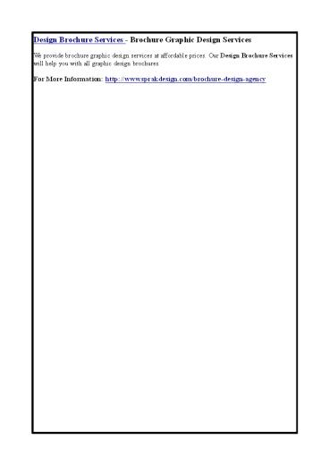 Design Brochure Services - Brochure Graphic Design Services