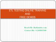ETL Testing Online training
