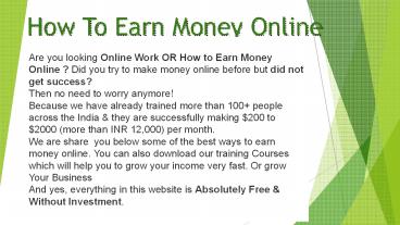 How to Earn Money Online  Free  Enroll now