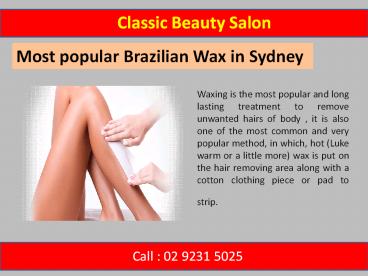 Most popular Brazilian Wax in Sydney