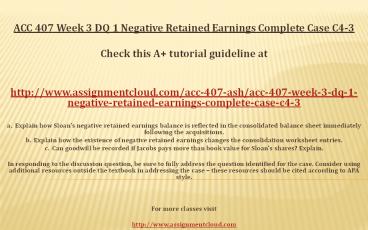 ashACC 407 Week 3 DQ 1 Negative