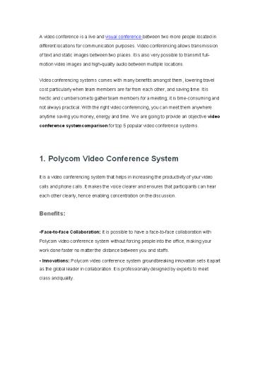 Five Popular Video Conference System Comparison