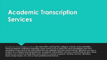 Academic Transcription Servcies