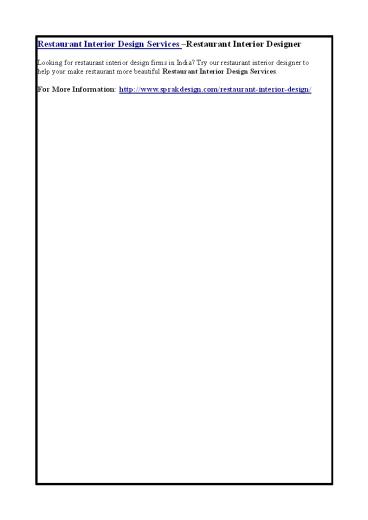 Restaurant Interior Design Services –Restaurant Interior Designer