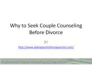 Why to seek Couple Counseling before Divorce