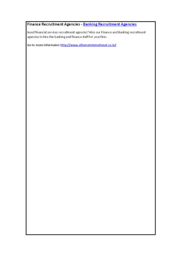 Finance Recruitment Agencies - Banking Recruitment Agencies