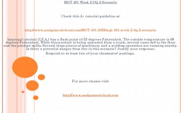 MGT 401 Week 2 DQ 2 Scenario