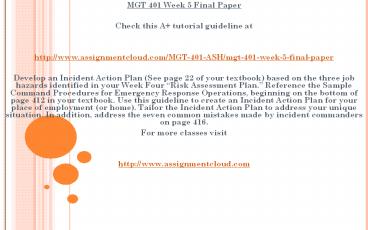 MGT 401 Week 5 Final Paper