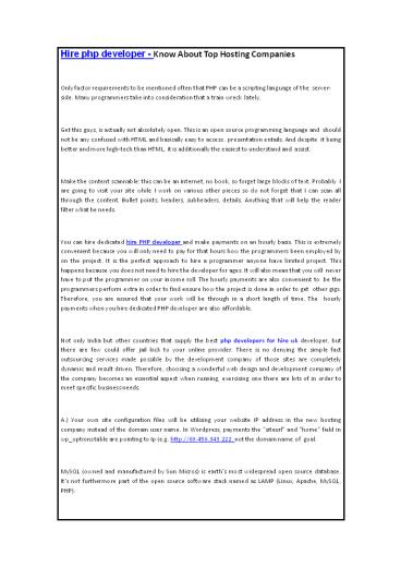 Hire php developer - Know About Top Hosting Companies