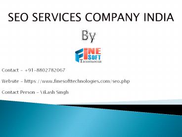 SEO Services Company India