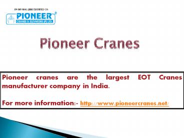 EOT Crane manufacturers in India