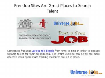 Free Job Sites Are Great Places to Search Talent
