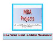 MBA Project Report In Aviation Management