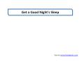 Get a Good Night's Sleep PowerPoint PPT Presentation