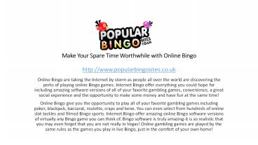 Make Your Spare Time Worthwhile with Online Bingo