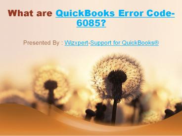 QuickBooks Error Code 6085
