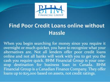 Find Poor Credit Loans online without Hassle
