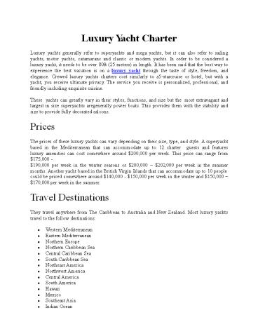 Luxury Yacht Charter