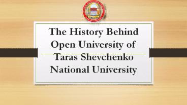 The History Behind Open University of Taras Shevchenko National University