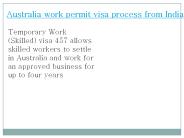 Australia work permit visa process from India