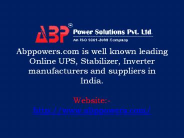 Abppowers.com - Online UPS, Inverter, Stabilizer