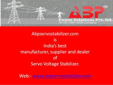 Servo Voltage Stabilizer Dealer in Delhi
