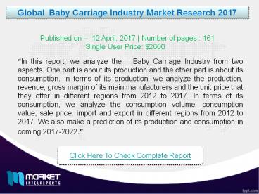 Global Baby Carriage Industry Overview | Forecast & Analysis 2017