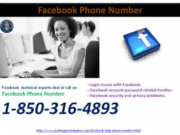 Only for USA & CANADA! Facebook Phone Number 1-850-316-4893