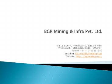 Mining Equipment Companies in India –BGR Mining