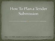 How To Plan a Tender Submission