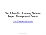 Top 5 Benefits of Joining Distance Project Management Course