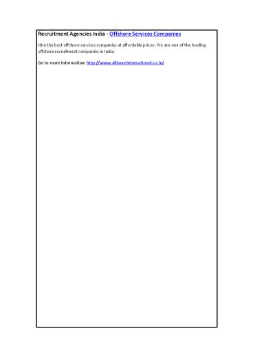 Recruitment Agencies India - Offshore Services Companies