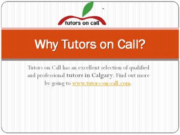 Calgary Tutors - Tutors on Call