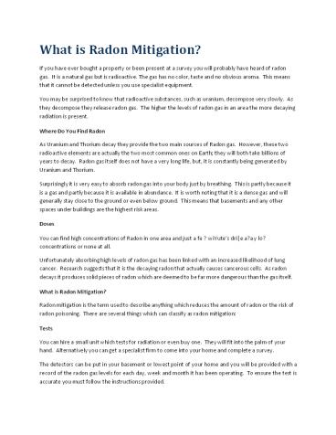 What is Radon Mitigation?