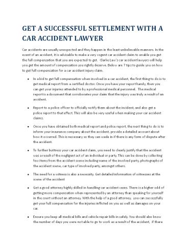 GET A SUCCESSFUL SETTLEMENT WITH A CAR ACCIDENT LAWYER