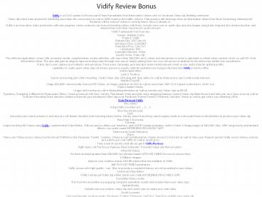 Vidify Review Bonus
