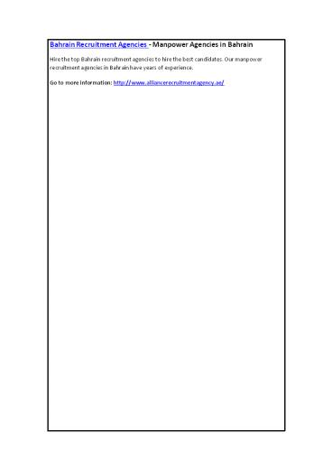 Bahrain Recruitment Agencies - Manpower Agencies in Bahrain