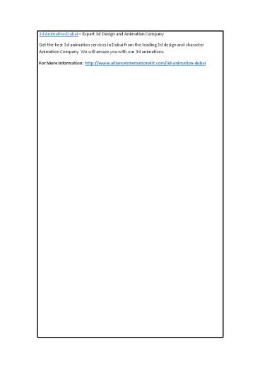 3d Animation Dubai – Expert 3d Design and Animation Company