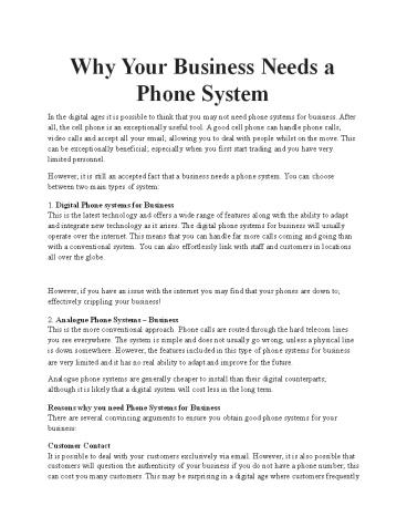 Why Your Business Needs a Phone System